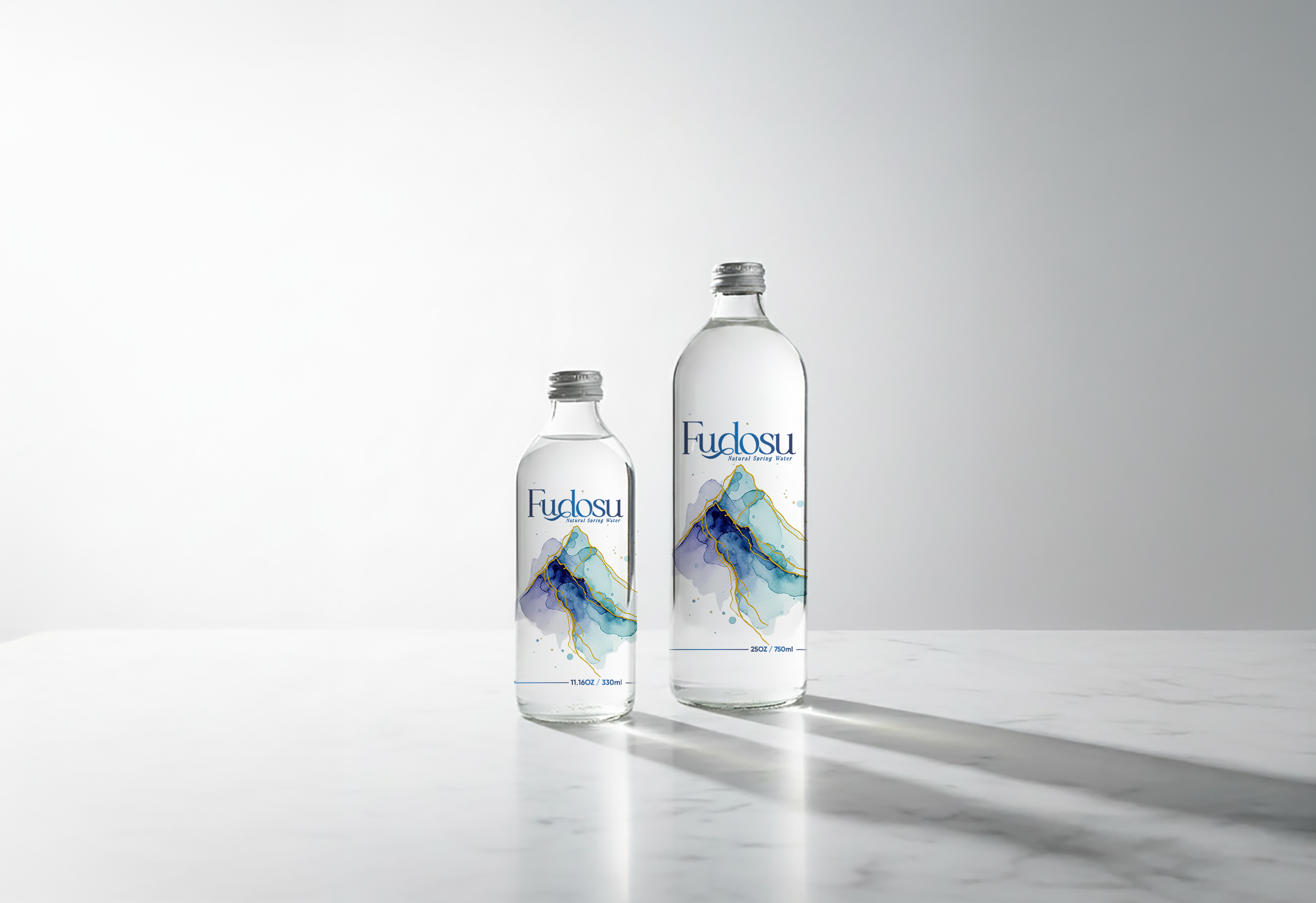 Fudosu natural spring water bottles